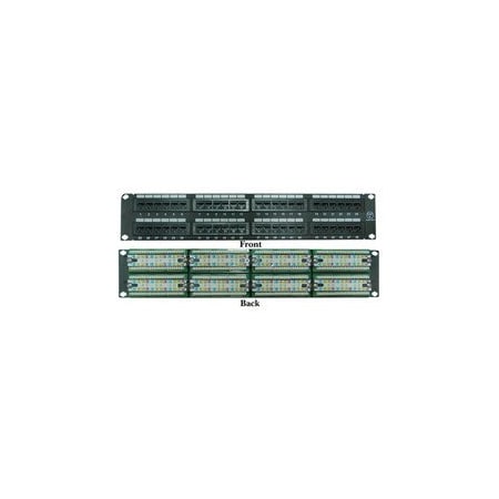 Cable Wholesale Rackmount 48 Port Cat6 Patch Panel, Horizontal, 110 Type, 568A & 568B Compatible, 2U 69BK-06048